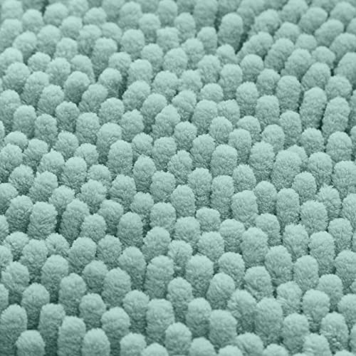 HOMEIDEAS 3 Pieces Bathroom Rugs, Ultra Soft Non Slip Absorbent Chenille Toilet Bath Mat Set (Eggshell Blue) - color: Blue-eggshell Blue, size: 17"x24"+20"x32"+U Shape 20"x24"