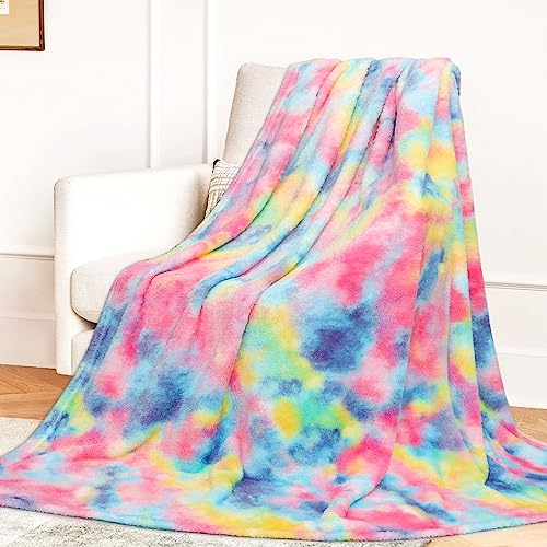 MUGD Fleece Blanket Throw Blanket Throw Blanket for Couch Soft Lightweight Cozy Microfiber Blankets & Throws - color: Pink Rainbow, size: Throw(50"x70"/ 130x150cm)