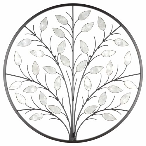 ALICE HOUSE Metal Wall Art with Shell Leaves, 26" Tree Wall Sculpture, Wall Decor for Living Room, Dining Room, Bedroom, Entryway AL4101