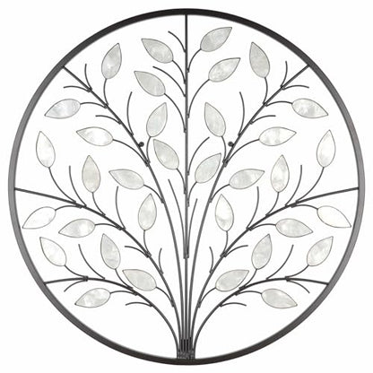 ALICE HOUSE Metal Wall Art with Shell Leaves, 26" Tree Wall Sculpture, Wall Decor for Living Room, Dining Room, Bedroom, Entryway AL4101