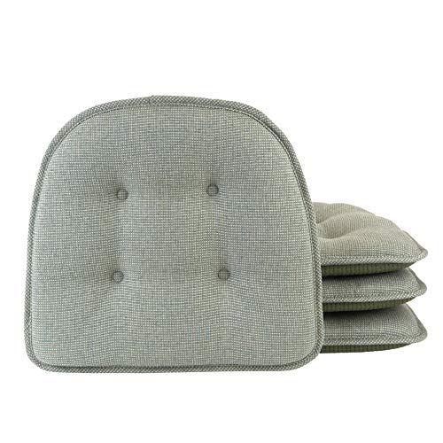 Klear Vu Omega Non-Slip Chair Cushions, Assembled in USA, U-Shaped Skid-Proof Seat Pads for Dining Room, Kitchen, Office, 15"x16", Solid Spa Green, 4 Pack - color: Solid Spa Green, size: 4 Pack