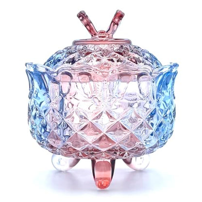 Colorful Crystal Glass Candy Snack Barrel Storage Jar Embossed Luxury Cookie Buffet Canister With Lids Jewelry Box Jar Biscuit Containers(Blue Purple Mixture) - color: Butterfly-Blue Purple Mixture