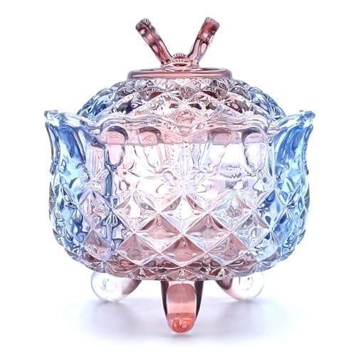 Colorful Crystal Glass Candy Snack Barrel Storage Jar Embossed Luxury Cookie Buffet Canister With Lids Jewelry Box Jar Biscuit Containers(Blue Purple Mixture) - color: Butterfly-Blue Purple Mixture