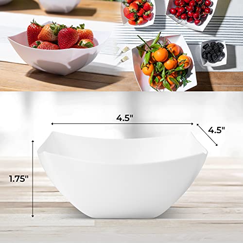 4 Pack Disposable White Plastic Serving Bowls 4 Square Party Candy Use 8oz | Square Design. Disposable Party Tableware. Salad, Fruit & Candy Use. Candy Buffet Containers. White Plastic. - color: White, size: 8 OUNCE