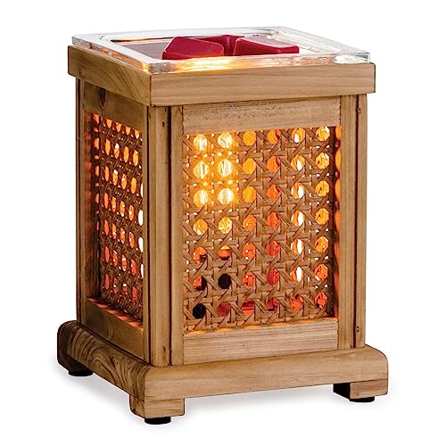 Candle Warmers Etc. Vintage Bulb Illumination Fragrance Warmer- Light-Up Warmer for Warming Scented Candle Wax Melts and Tarts to Freshen Room, Wood and Cane - size: Wood & Cane