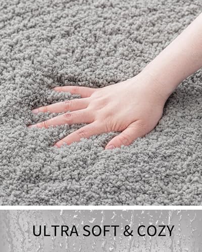 Toilet Rugs U-Shaped Mat 24x22, Contour Bathroom Mat - Ultra Soft & Absorbent Microfiber, Quick-Dry, Machine Washable with High Density Foam Latex Non Slip Backing, Grey - color: Grey, size: 24" X 22"(Toilet Rug)