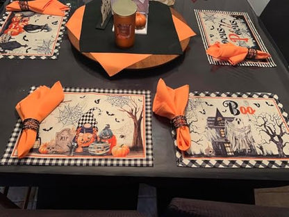 PLOYMONO Orange Cloth Napkins - 8 Pack 17" x 17" Washable Polyester Napkins | Heavy Duty 180 GSM Cloth Napkins with Hemmed Edges - Great for Restaurants, Weddings, Parties, Banquets Dinner - color: Orange