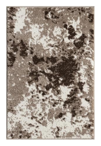 Keen Home Design Abstract Non-Shedding Entryway Rug, Soft Thick Pile, 2x3 | Polypropylene High Pile, Jute Back; Ideal For Bedside, Entryway, Home Office, Nursery - color: Skies Beige, size: 2' x 3' (Rectangular)