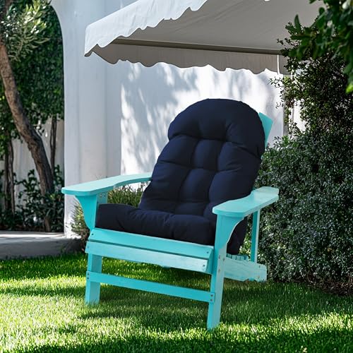 Adirondack Chair Cushion, Rocking Chair Cushion 44x19.4x4 inch, High Back Patio Cushions of Upper and Lower with Ties, Sunscreen and Fade-Resistant (Dark Blue, 2) - color: Dark Blue
