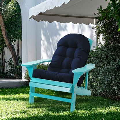 Adirondack Chair Cushion, Rocking Chair Cushion 44x19.4x4 inch, High Back Patio Cushions of Upper and Lower with Ties, Sunscreen and Fade-Resistant (Dark Blue, 2) - color: Dark Blue