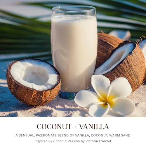 Coconut Vanilla Scented Candle– 7oz Soy Wax | Coconut and Vanilla Cozy Sensual Aroma | Long Lasting Highly Scented Candle for Women | Warm Gourmand Fragrance | Gift for Her, Bedroom or Bath - color: Coconut Vanilla