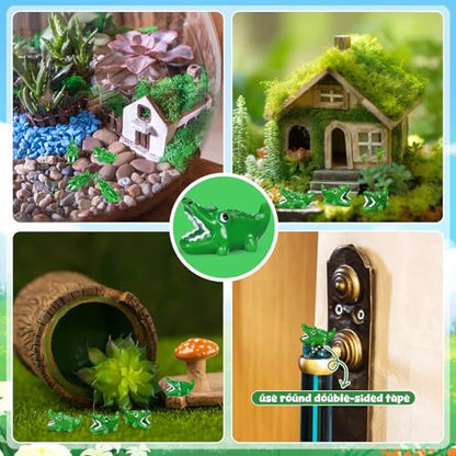 Threehoney 50 Pcs Mini Resin Animal Miniature Figurines Bulk Adorable Garden Accessories for Christmas Gifts Micro Landscape Ornaments Home Decor Bookcase Living Room Scenes Kit (Crocodile Style) - style: Crocodile Style