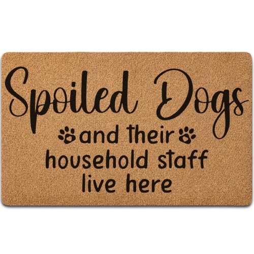 Spoiled Dogs and Their Staff Doormat, Cute Pet Welcome Mat, Artificial Coir Non Slip Backing Indoor Outdoor Entry Rug for Front Door Entryway Home Decor, Gift for Dog Lovers, 30x17 Inch - color: Color08