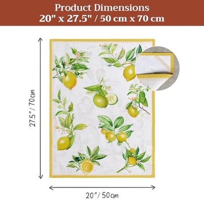 Maison d' Hermine Kitchen Towels Set of 3 Reusable 100% Cotton 27.50" x 20" | Cloth Tea Dish Towels Absorbent with Hanging Loop for Kitchen Dining Party Wedding Hotel Home Spring Summer - Limoncello - color: 003 - Limoncello
