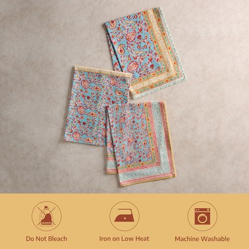Maison d' Hermine Kitchen Towels Set of 3 100% Combed Cotton 27.50"x20" | Cloth Tea Dish Towels Absorbent with Hanging Loop for Kitchen Dining Party Wedding Hotel Home Spring Summer - Lauris - color: 030 - Lauris