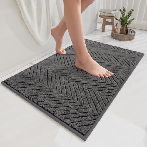 Bathroom Rugs Thin Non Slip Bath Mat for Bathroom Gery 20"x32" | Quick Dry Absorbent Washable Rubber Backing Bath Rug Shower Mat Bathroom Floor Mat For Sink Bathtub Beside Shower Entrance - color: Black-b, size: 20"x32"