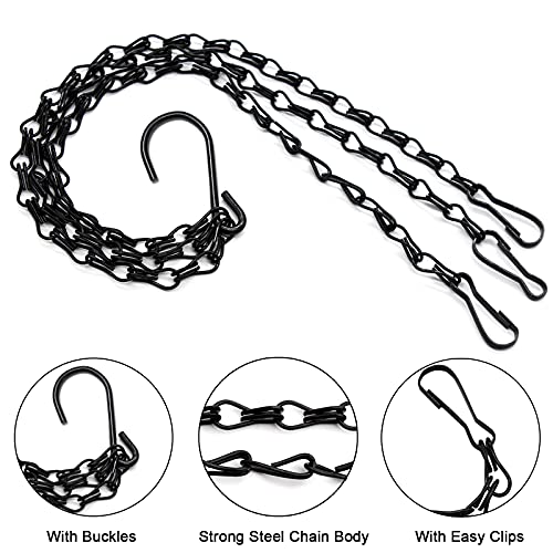 Benvo 24 inch Long Hanging Chains for Plants Flower Pot Basket Chains 3 Point Replacement Chain Hangers for Lanterns, Bird Feeders, Planters and Other Ornaments (Pack of 3) - size: 24 inch Long