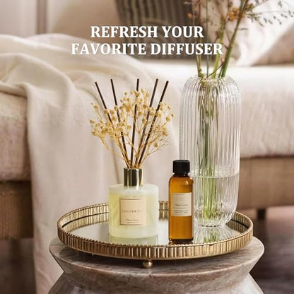 Reed Diffuser Refill Set, 10.2oz Scented Oil Refill 3 Pack, Sandalwood Rose, Cherry Blossom, Wild Mint & Eucalyptus, Long Lasting Oil Diffuser Refill with18 Sticks for Bathroom & Bedroom