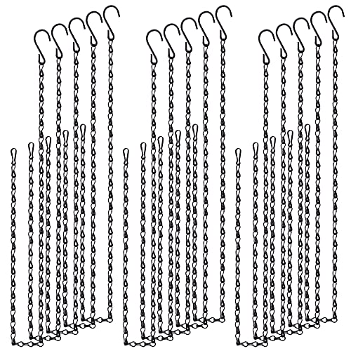 Swpeet 15Pcs Black 35 Inch Garden Plant Hangers Hanging Chain with Hooks Clips, Garden Plant Hangers Hanging Basket Chains for Decorative - size: 35 Inch