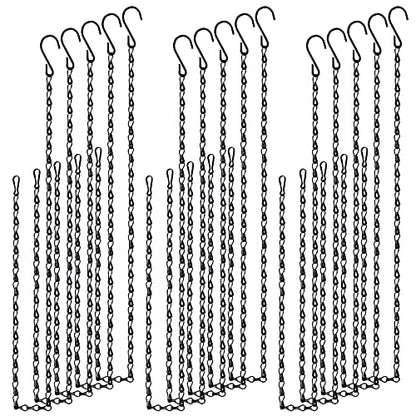Swpeet 15Pcs Black 35 Inch Garden Plant Hangers Hanging Chain with Hooks Clips, Garden Plant Hangers Hanging Basket Chains for Decorative - size: 35 Inch