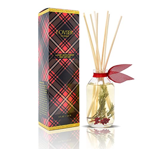 Reed Diffuser Set - Joy Winterberry Spruce Scented Diffuser with Sticks | Holiday Home Fragrance Reed Diffuser for Bedroom, Bathroom Shelf Décor, with Real Botanicals in the Bottle - Made in the USA - color: Joy Winterberry Spruce