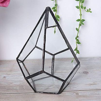Geometric Glass Planter, Glass and Tin Container 12 X 12 X 14 Cm, Terrarium Candle Holder for Home Desk Wedding Decoration, for Moss Fern Display