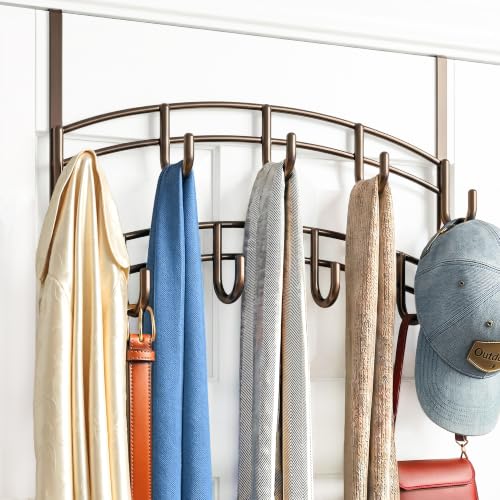 LYNK Professional® Home™ Over the Door Hooks - 9 Hook – Over the Door Coat Rack - Over the Door Hanger - Hanging Towels or Clothes - Bathroom, Bedroom, Laundry Room - Lifetime Ltd. Warranty, Bronze - color: Bronze, size: 9 Hooks Meridian