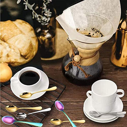 Demitasse Espresso Spoons, 5.5 Inches Stainless Steel Small Spoons - color: Silver, size: 5.5Inch