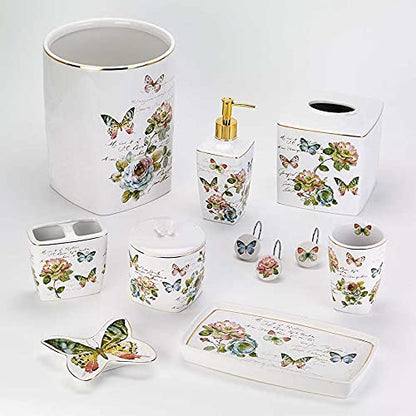 Avanti Linens - Hand Towel, Soft & Absorbent Cotton, Embroidered Bathroom Decor (Butterfly Garden Collection) - size: Hand Towel