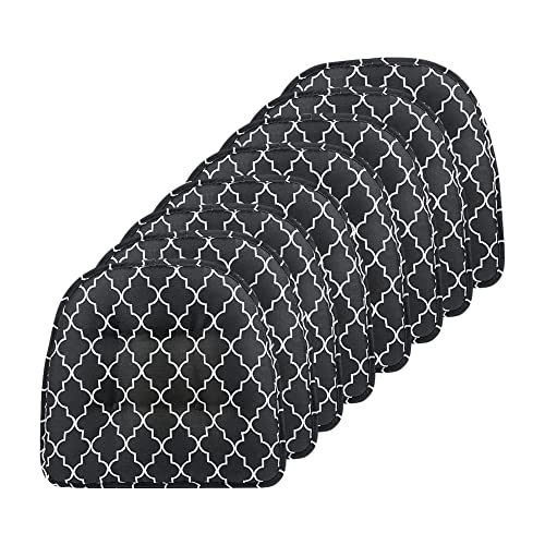 Klear Vu Omega Non-Slip Chair Cushions, Assembled in USA, U-Shaped Skid-Proof Seat Pads for Dining Room, Kitchen, Office, 15"x16", 8 Pack, Geo Black - color: Geo Black, size: 8 Pack
