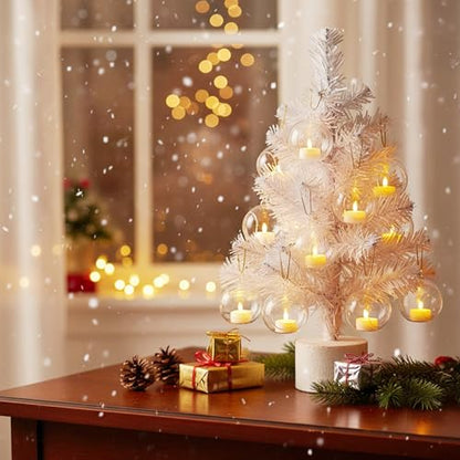 18pcs of Hanging Candle Holders - Glass LED Tealight Holders, Glass Globe Plant Terrariums, 3.15"/8cm Hanging Tealight Holder Terrariums for Birthday Party Tree Christmas Wedding Home Decor - size: 18pcs (3.15"Diameter)
