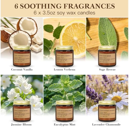 Candles for Home Scented, 6Pack 3.5 Oz Soy Wax Candles Gifts Sets with Sage Breeze & Lavender for Brithday Valentine's Day Gifts Women Mother - color: 6 Pack Spring & Summer Candles