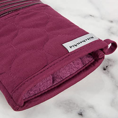 KitchenAid Quilted Cotton Terry Cloth Oven Mitt, Pot Holder, Kitchen Towel 4-Pack Set, Heat Resistant, Silicone Grip, Gift Set, Beet, 16"x26", 7"x13" & 7"x10" - color: Beet