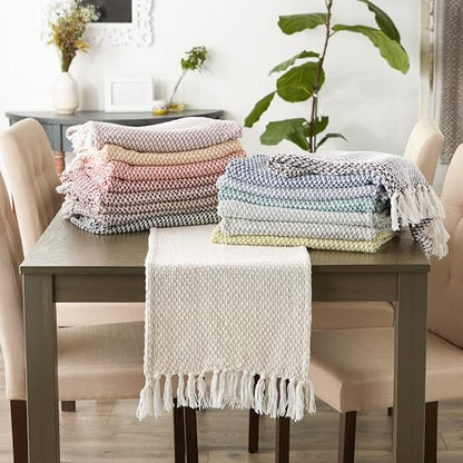 DII Woven Basics Collection 100% Cotton Knit Table Runner, 15x72, Avocado - color: Avocado, size: 15x72"