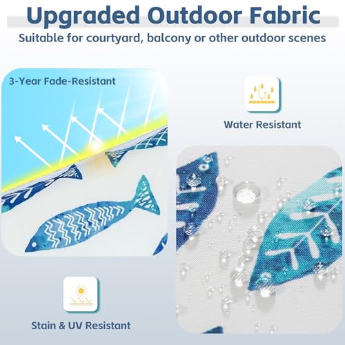 COZYVIDA Outdoor Chair Cushions Set of 4, 20"x20" Square Seat Pads with Tie Straps and YKK Zippers, 35D High-Density Foam, Water-Resistant Fabric,UV-Resistant 1000+ Hrs - color: Print 021