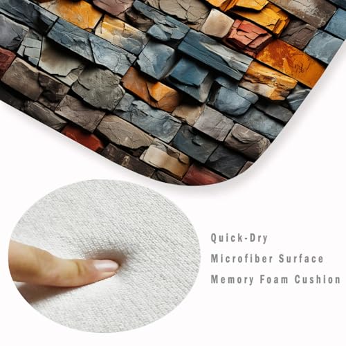 Non-Skid Low Pile Sponge Foam Door Entry Rug for Bathroom Mat,Separate Tub Shower Skid Proof Rugs, Home 3D Optical Illusion Rug Non Slip Bath Mats Welcome Mat 47 x 17.5 inches - color: Multi15