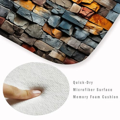 Non-Skid Low Pile Sponge Foam Door Entry Rug for Bathroom Mat,Separate Tub Shower Skid Proof Rugs, Home 3D Optical Illusion Rug Non Slip Bath Mats Welcome Mat 47 x 17.5 inches - color: Multi15