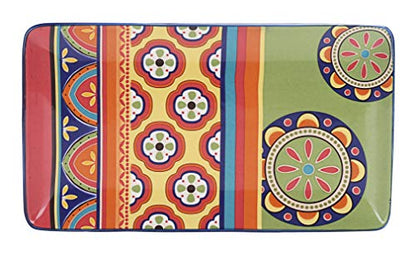 Bico Tunisian Ceramic 14 inch Rectangular Serving Platter, Set of 2, for Serving Salad, Pasta, Cheese, Ham, Appetizer, Microwave & Dishwasher Safe - style: Tunisian