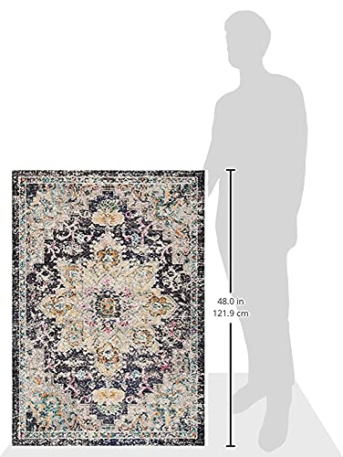 SAFAVIEH Madison Collection Area Rug - 2'2" x 4', Black & Gold, Boho Chic Distressed Medallion Design, Non-Shedding & Easy to Clean, Ideal for Living Room, Bedroom, Dining Space (MAD473Z) - color: Black/Gold, size: 2'2" x 4' (Rectangular)