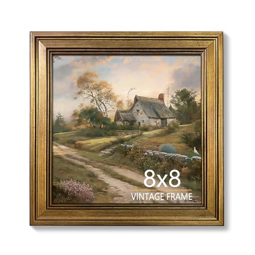 8x8 Picture Frame Vintage Gold for Tabletop & Wall Mount | Picture Frames for Living Room, Bedroom, Office Décor & Wedding Gift - color: Gold, size: 8X8 - 1 Pack