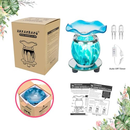 3 in 1 Electric Oil Warmer Scented Wax Warmer with with Auto Off Timer Candle Wax Melt Warmer Wax Melter Fragrance Wax Burner(Blue-Timer) - color: Blue-timer