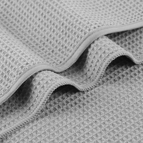 MICROFI Waffle Weave Bath Towel Set, Microfiber, 4 Pieces (Body/Hair/Hand/Face), Quick Dry, Lightweight, Super Absorbent, Lint Free, 380 GSM (Silver) - color: Silver