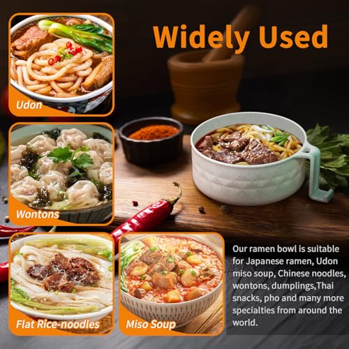 Ramen Bowl Set,Microwave Ramen Cooker Instant Noodles Bowl with Chopsticks Spoon,Rapid Ramen Noodle Bowl, Portable Noodle Bowls,for Home Office Dorm Room College gift(Beige) - color: Beige