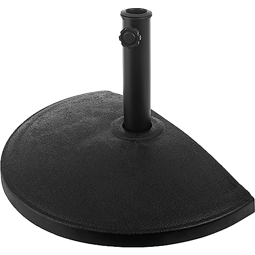 Pure Garden Half Umbrella Outdoor Patio Umbrella Base, Black, 32lb | Weighted Resin and Cement Patio Umbrella Stand Outdoor - 9.8” Stem Fits 1.5-1.9” Diameter Poles - Half Round Umbrella Base