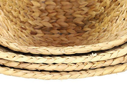 CosmoLiving by Cosmopolitan Large, Oval, Natural and Gray Dip-Dyed Water Hyacinth Wicker Storage Baskets with Round Handles | Set of 4: 19” x 18”, 17” x 15”, 16” x 14”, 14” x 12”