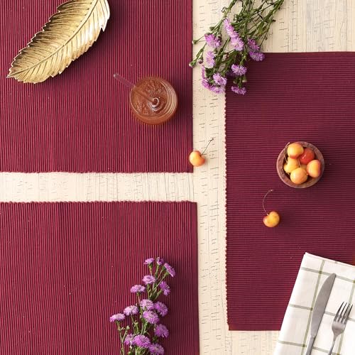 DII Basic Everyday Ribbed Tabletop 100% Cotton, Placemat Set, 13x19, Barn Red, 6 Piece - color: Barn Red, size: 13x19"