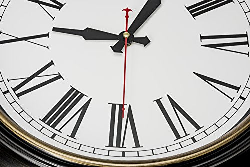 Bernhard Products Extra Large Wall Clock, 18 Inch, Dark Brown, Quartz Silent, Battery Operated, Non-Ticking, Decorative Roman Numeral, Stylish Clock, Accurate Timekeeping - color: Dark Brown