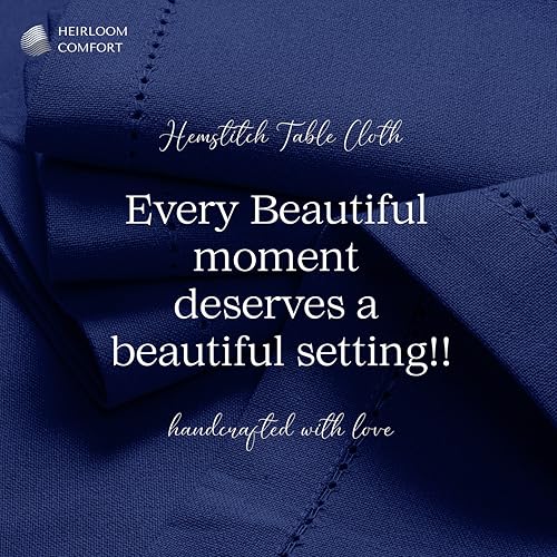 Indigo Blue 100% Cotton Tablecloth, Table Cover 52x70 Inch, Fits 4-6 Seats, Soft, Durable, Washable, Wrinkle Resistant, Rectangle Table Cloth for Dining, Birthdays, Summer Gatherings - color: Indigo Blue, size: 70" x 52" (Rectangular)