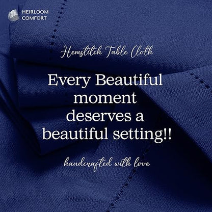 Indigo Blue 100% Cotton Tablecloth, Table Cover 52x70 Inch, Fits 4-6 Seats, Soft, Durable, Washable, Wrinkle Resistant, Rectangle Table Cloth for Dining, Birthdays, Summer Gatherings - color: Indigo Blue, size: 70" x 52" (Rectangular)