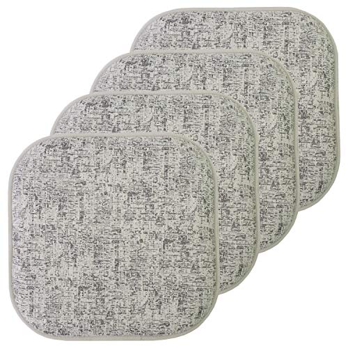 Sweet Home Collection Chair Cushion Memory Foam Pads Honeycomb Pattern Slip Non Skid Rubber Back Rounded Square 16" x 16" Seat Cover, 4 Pack, Broadway Black/White - color: Broadway Black/White, size: 4 Pack